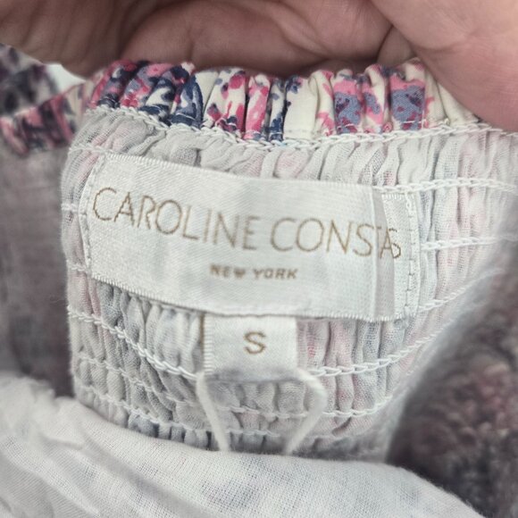 Caroline Constas White Diamond Floral Bohemian Tired Maxi Dress Small FLAW - Picture 11 of 16